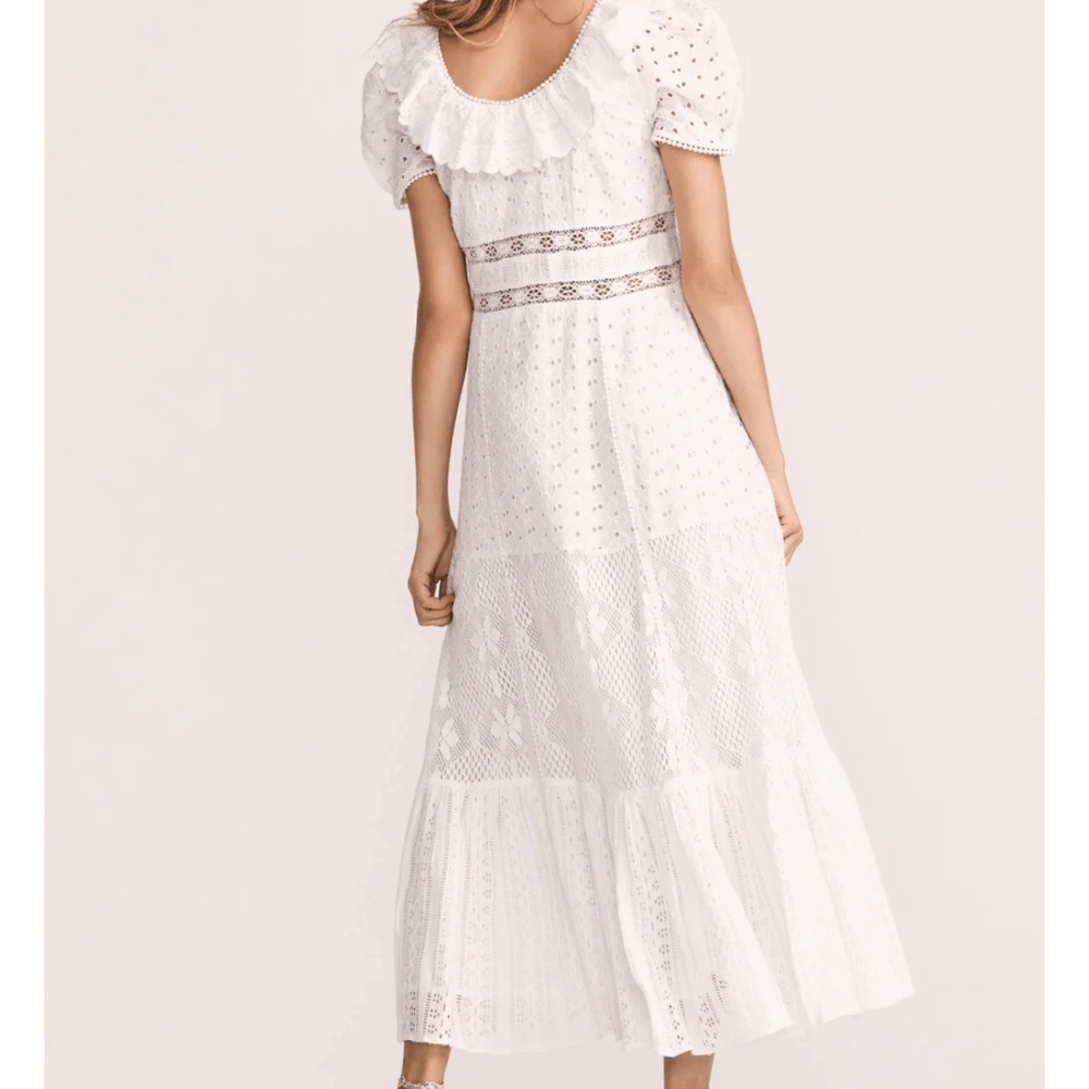 LoveShackFancy Stassie Lace White Eyelet Embroidered Dress Size 10 - Picture 4 of 16